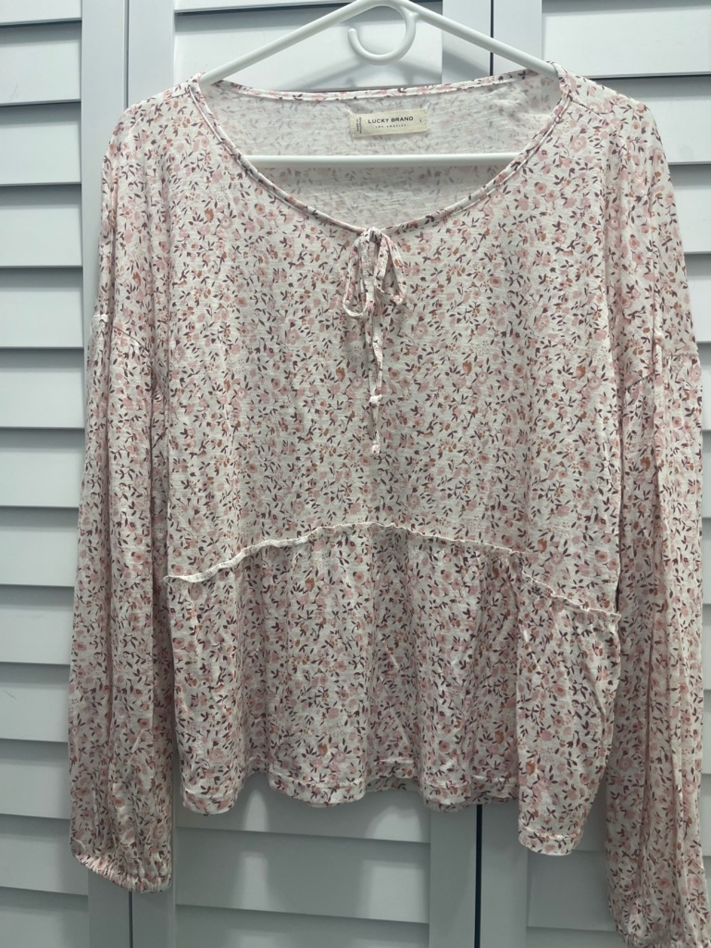 Lucky Brand Cream and Pink Floral Top